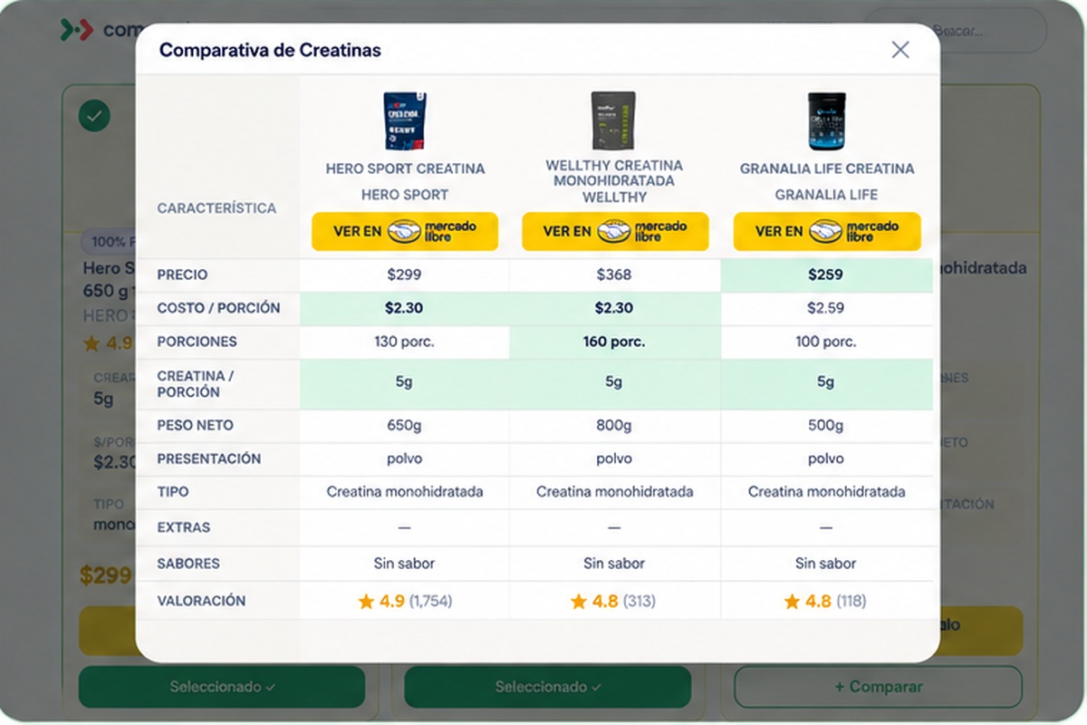 Paso 4: Tabla comparativa lado a lado en comparalo.mx