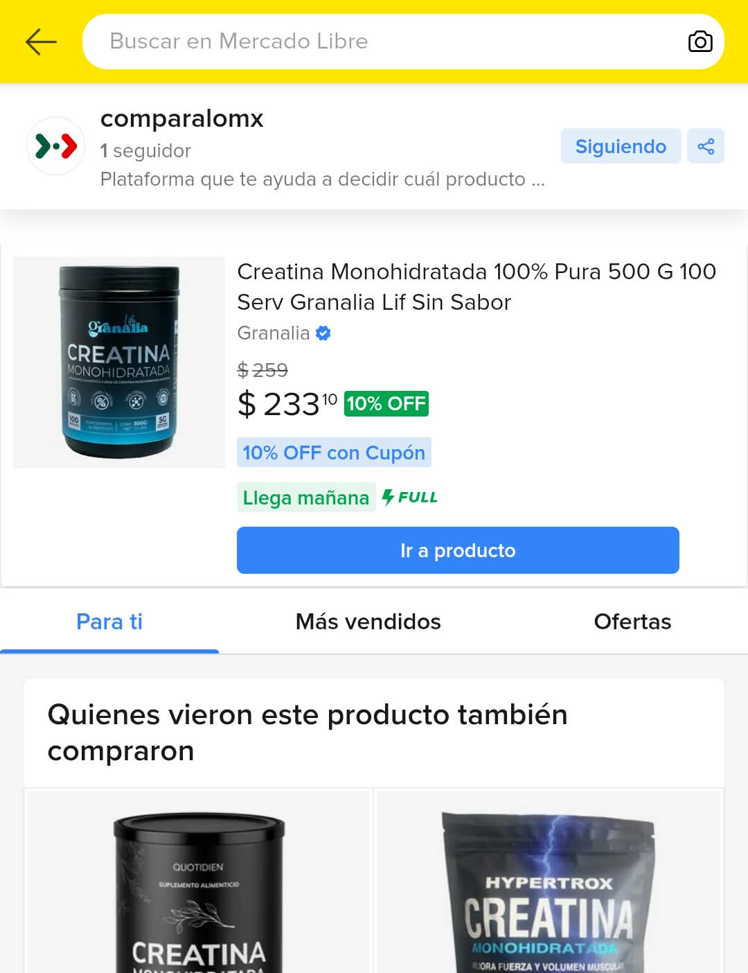 Paso 5: Producto abierto en Mercado Libre desde comparalo.mx